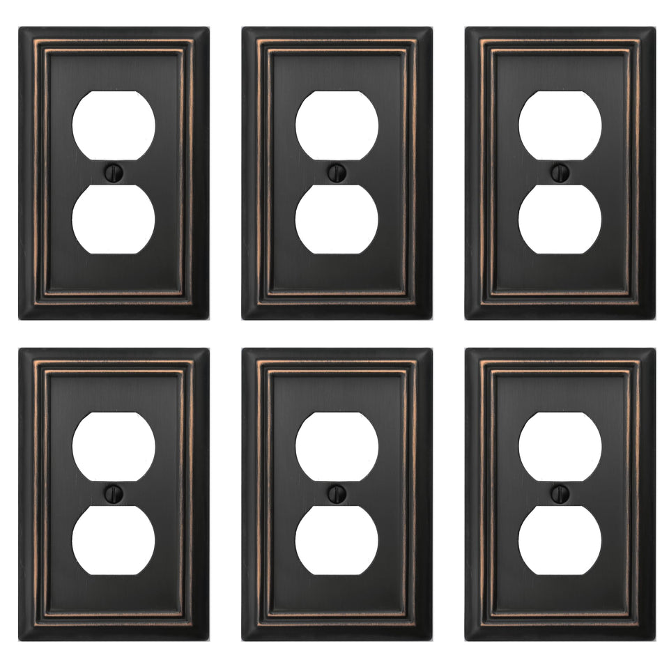 OKAWYC Adler aged bronze 1-gang wall plate adds warm sophistication to decor.