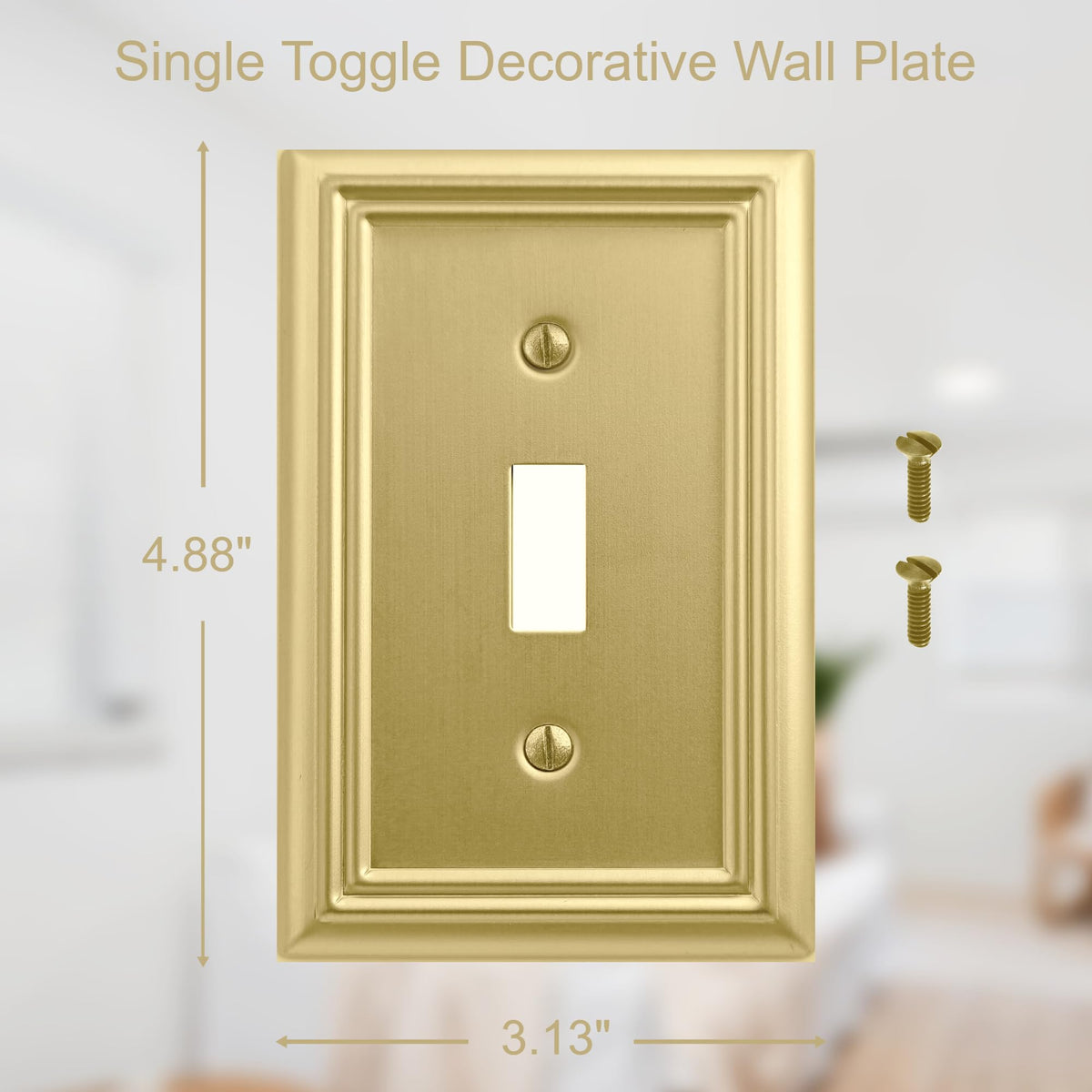OKAWYC Adler brushed-brass wall plate 4-pack adds timeless luxury to any room.