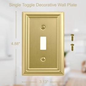 OKAWYC Adler brushed-brass wall plate 4-pack adds timeless luxury to any room.