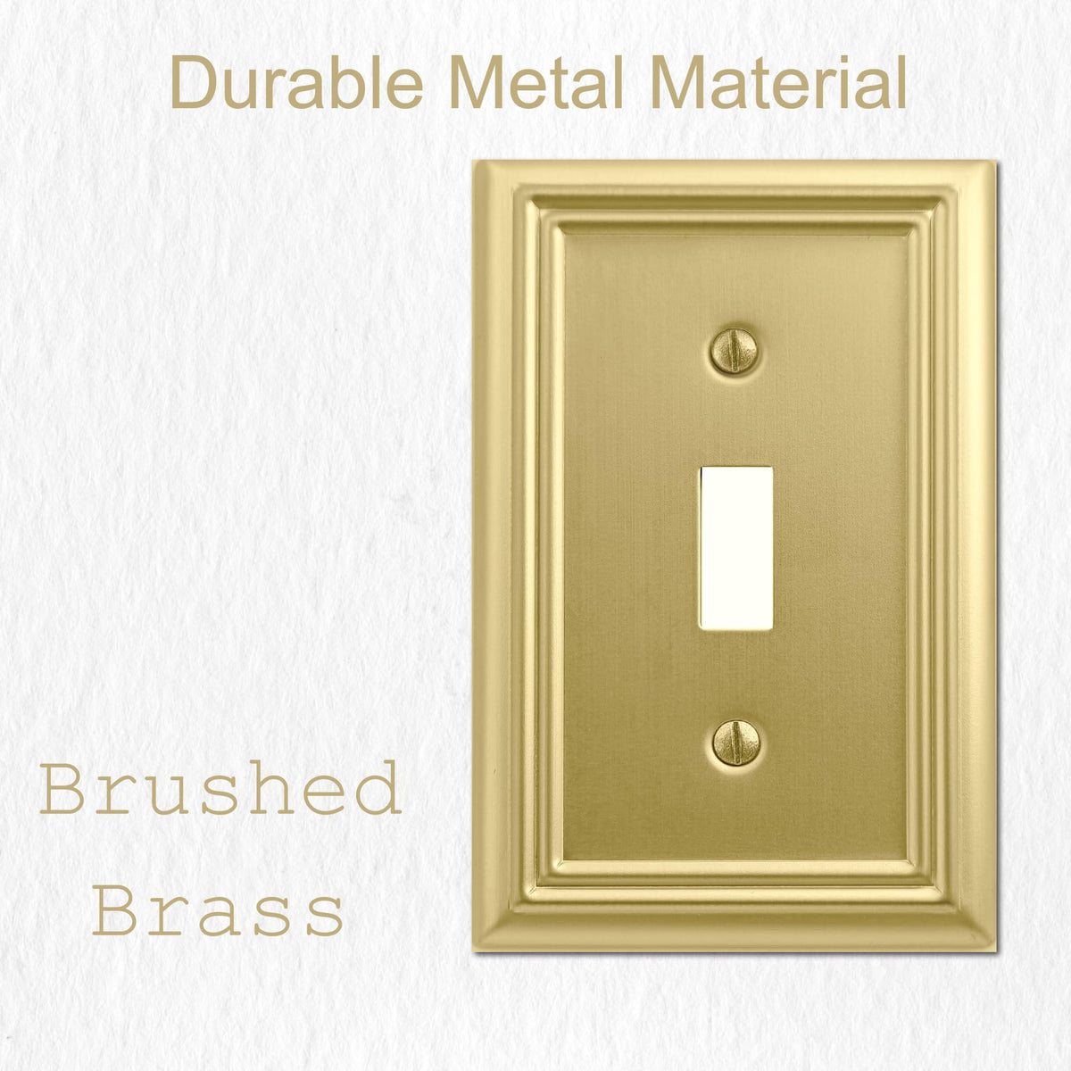 Closeup of OKAWYC Adler brushed-brass wall plate showing refined shine and corrosion resistance.