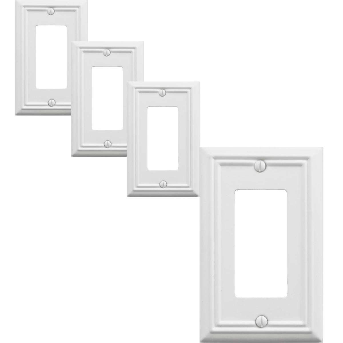 OKAWYC Adler metal wall plate in white for easy 1-gang switch integration in living spaces.
