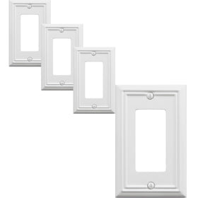 OKAWYC Adler metal wall plate in white for easy 1-gang switch integration in living spaces.
