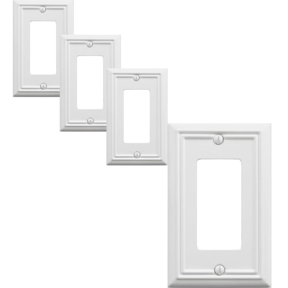 OKAWYC Adler metal wall plate in white for easy 1-gang switch integration in living spaces.