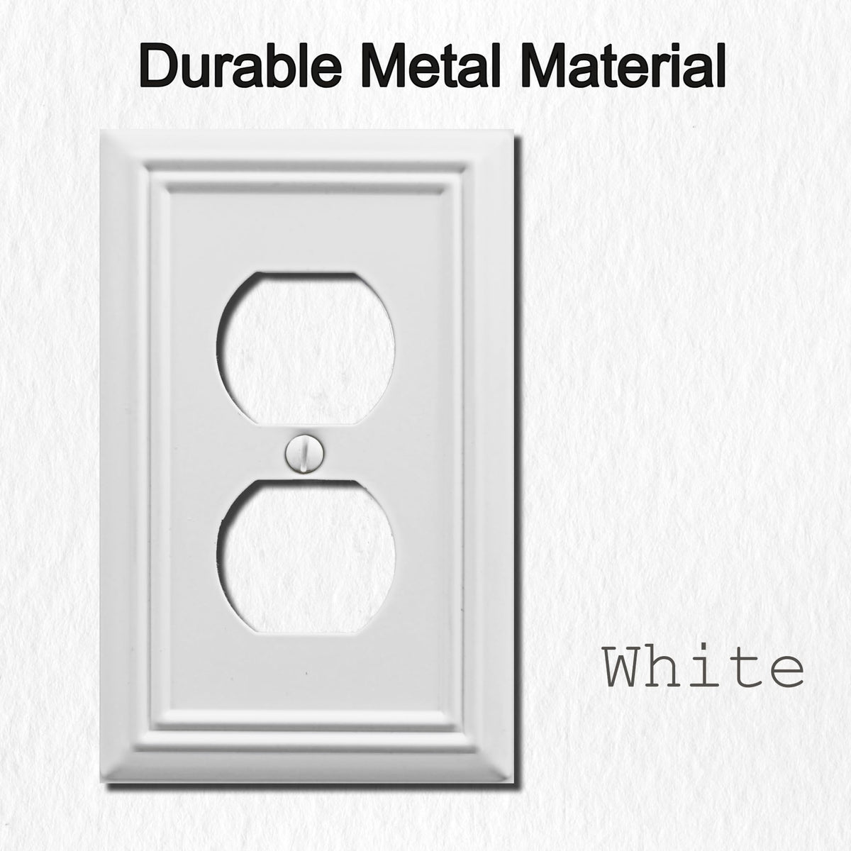 OKAWYC Adler outlet cover white, closeup edges, corrosion-resistant durability for daily use.