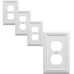 OKAWYC Adler outlet cover in white, front view, durable metal finish ideal for living spaces.