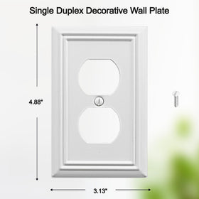 OKAWYC Adler outlet cover white, side view, clean lines complementing modern kitchens and baths.