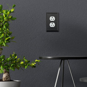 OKAWYC Aria black wall plate suits living rooms and kitchens for coordinated décor.