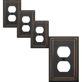 OKAWYC Belaire beaded wall plate 1-gang aged bronze adds warm, traditional charm