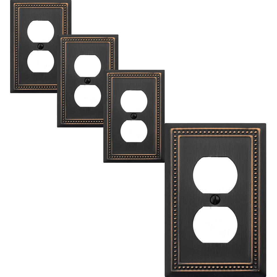OKAWYC Belaire beaded wall plate 1-gang aged bronze adds warm, traditional charm