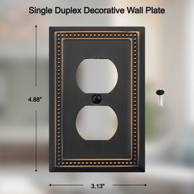 OKAWYC Belaire beaded wall plate 1-gang oil rubbed bronze complements metal hardware