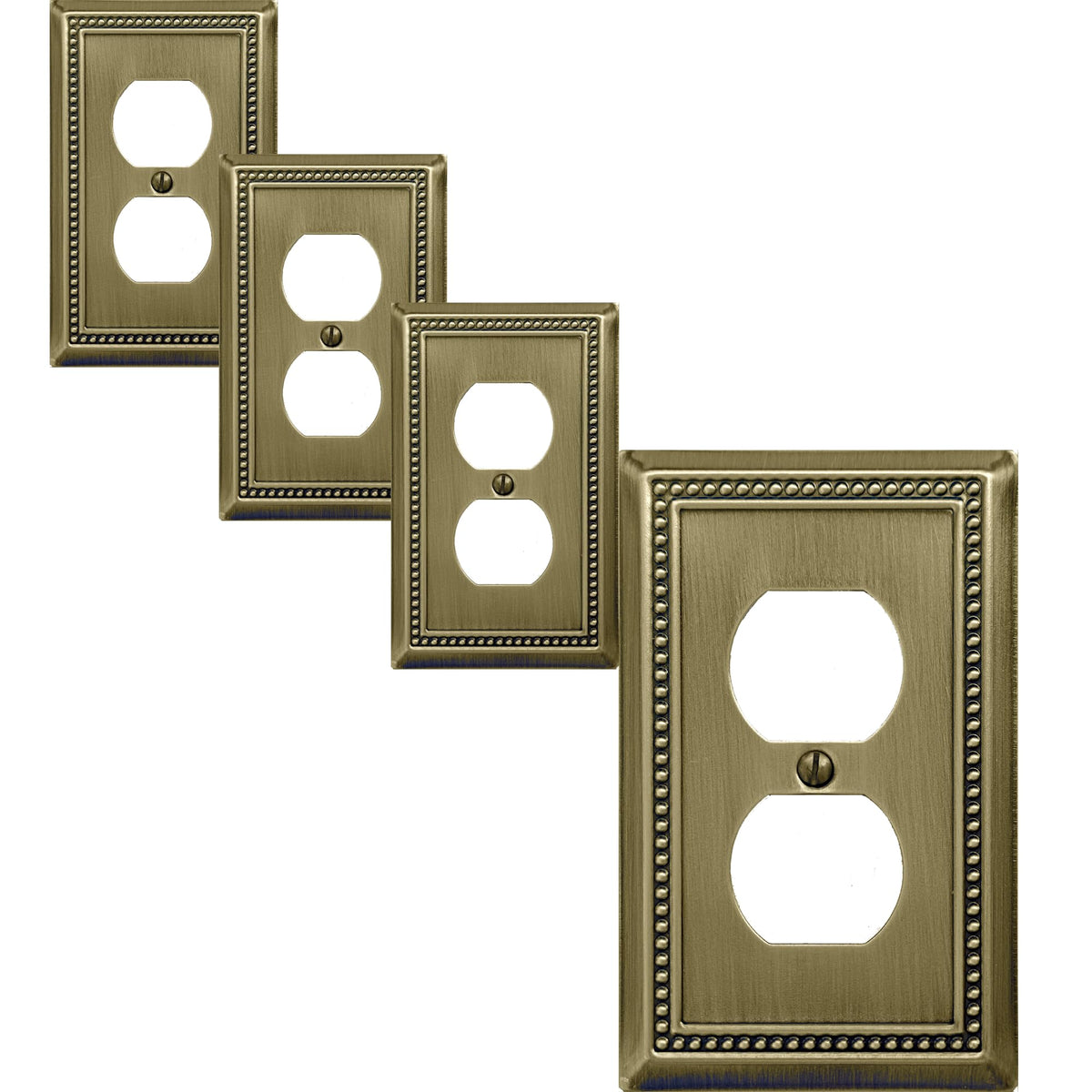 OKAWYC Belaire beaded wall plate in antique brass, 1-gang cover for a stylish room upgrade