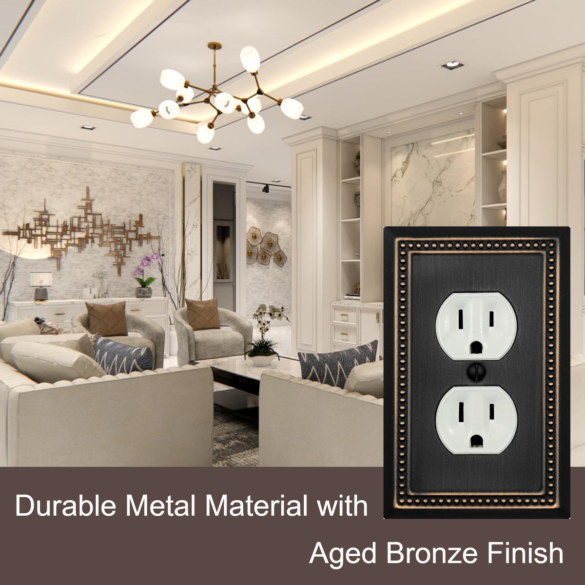 Closeup of Belaire beaded edge detail on OKAWYC wall plate