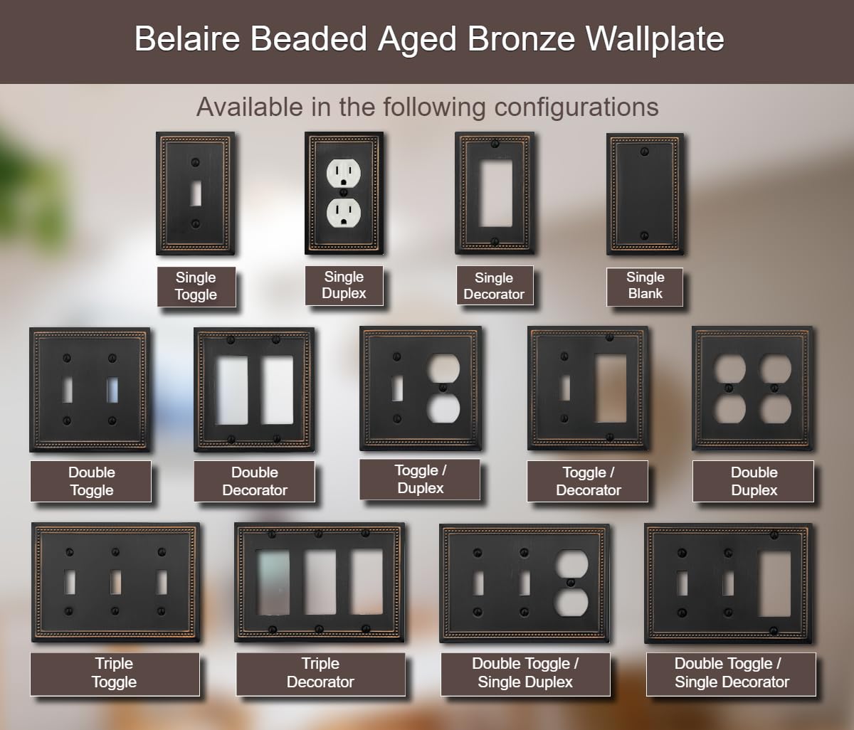 OKAWYC Belaire beaded wall plate 4-pack packaging for quick upgrade
