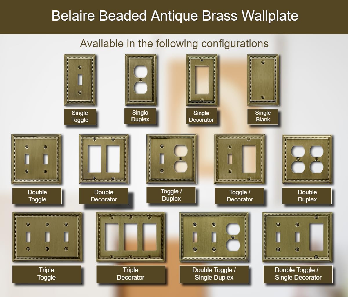 Beaded edge design pairs with various hardware and lighting fixtures