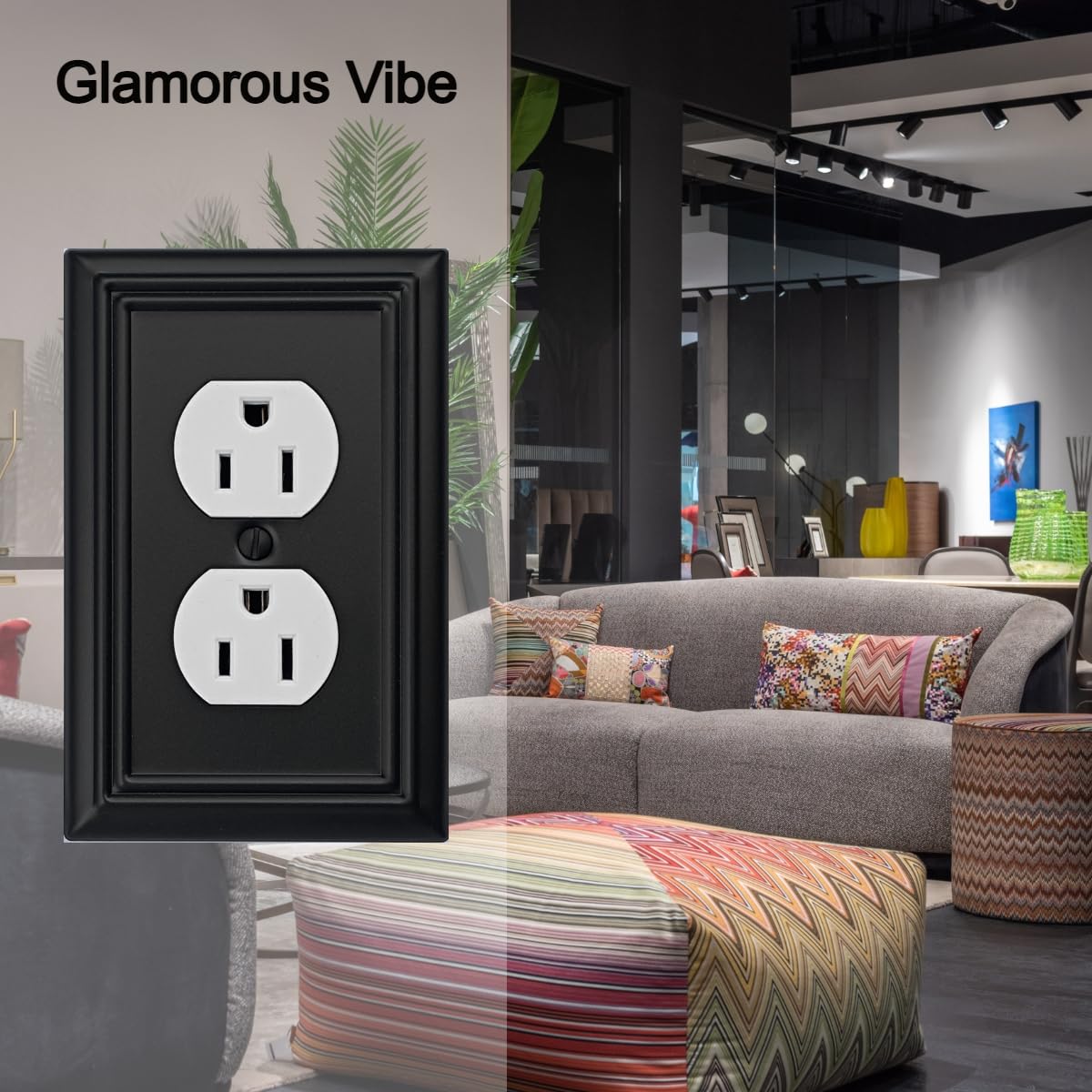 OKAWYC durable black metal wall plate designed for high-traffic spaces.