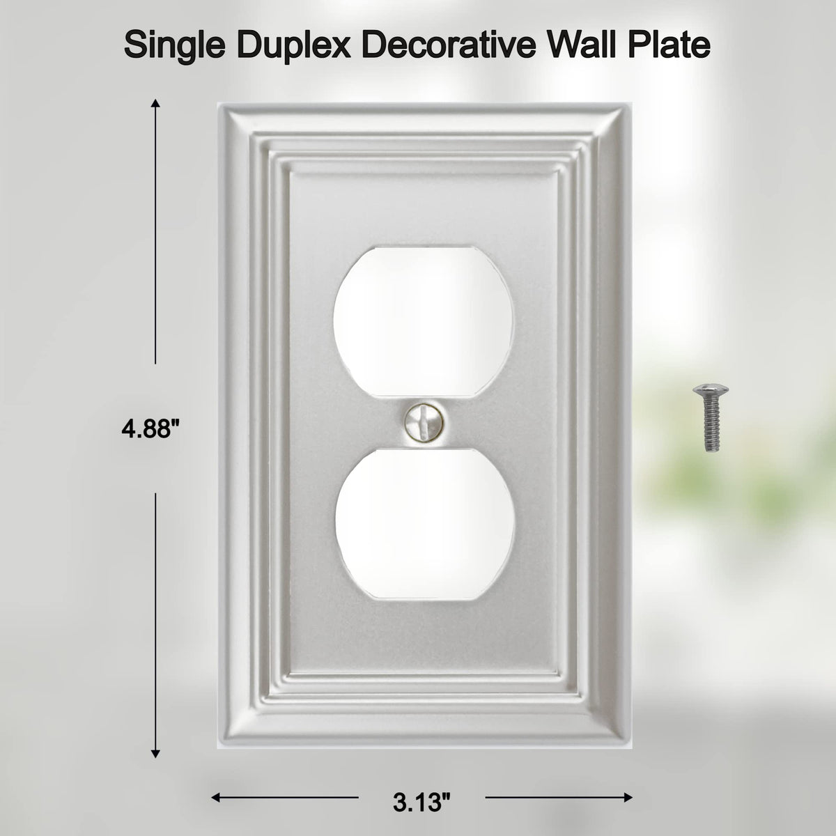 OKAWYC four-pack wall plates in brushed nickel add durable style to any room.