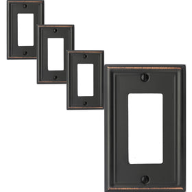 OKAWYC Luca decorator wall plate 1-gang aged bronze enhances retro ambience.