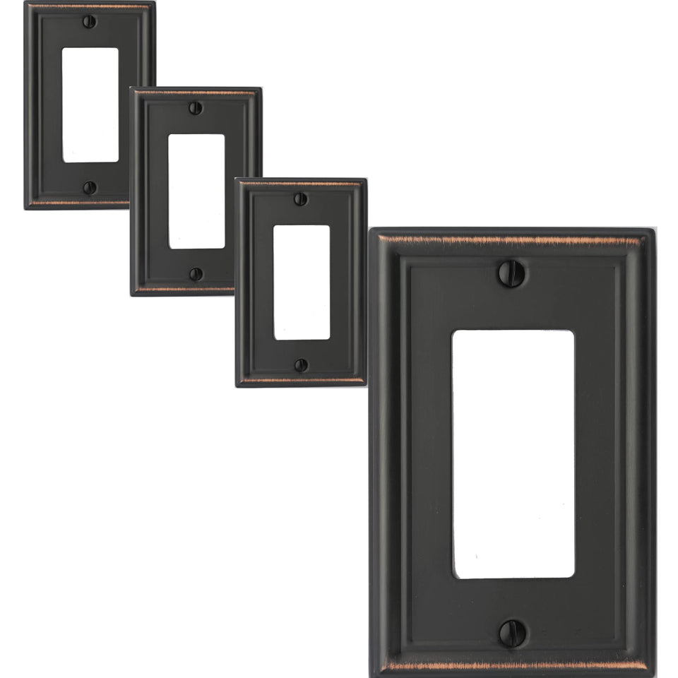 OKAWYC Luca decorator wall plate 1-gang aged bronze enhances retro ambience.