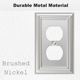 OKAWYC wall plate close-up highlights sturdy brushed-nickel metal finish.
