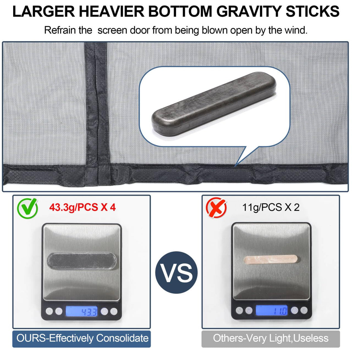 Okayavo bottom gravity sticks keep the screen door stable in wind