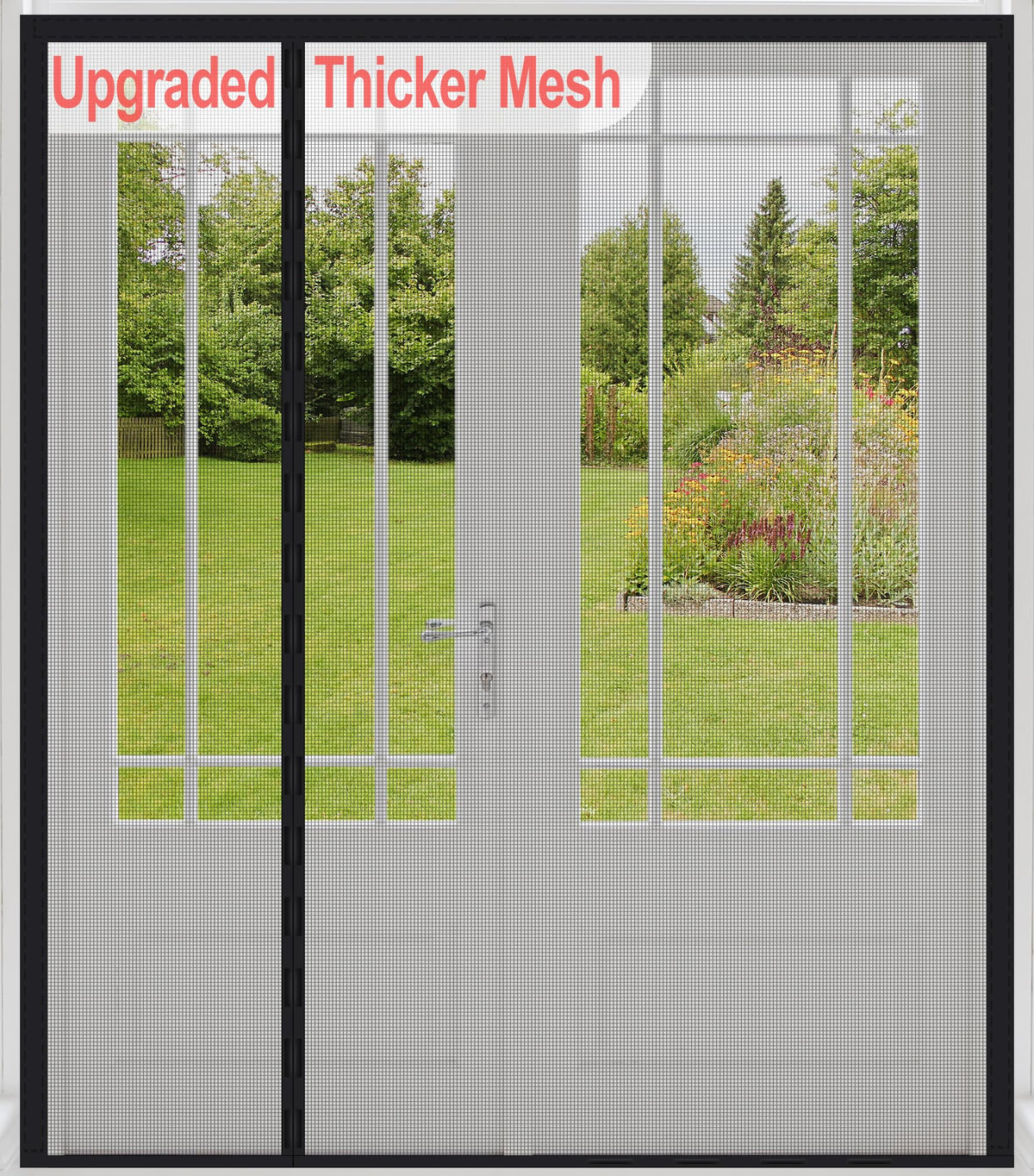 Okayavo reversible magnetic screen door showing left-right opening for easy passage
