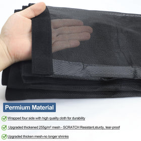 Okayavo magnets along closing strip provide seamless self-sealing entry.