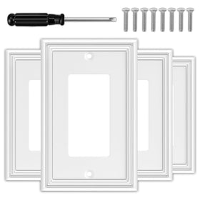 OKAYZIP white decorator wall plate 1-gang 4-pack for easy switch upgrades.