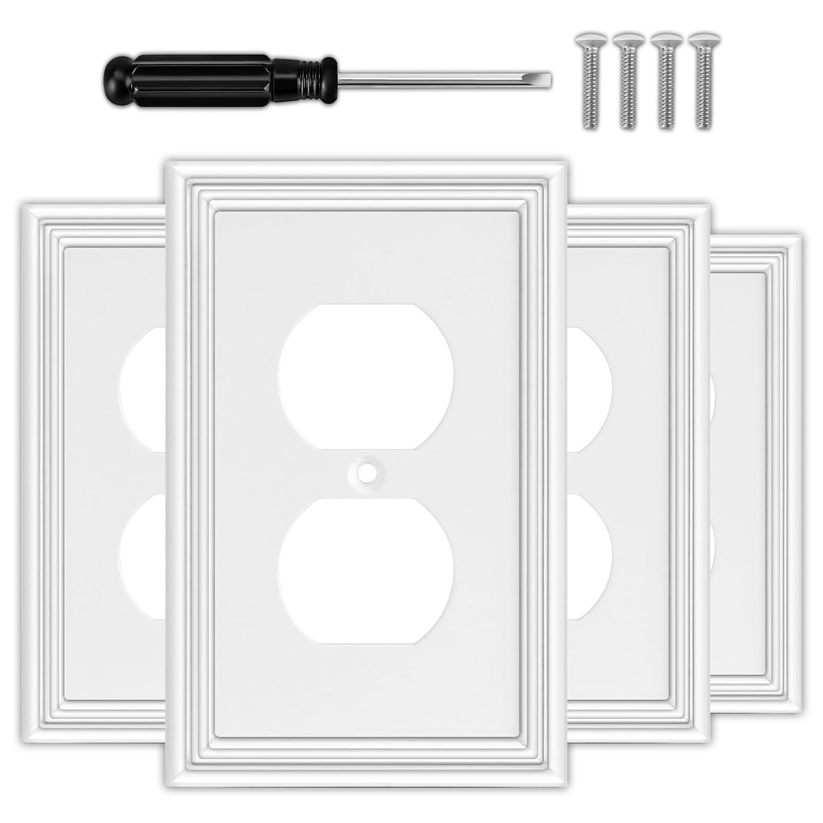 Okayzip white outlet cover with natural material for stain resistance and odor-free use.