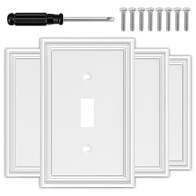 OKAYZIP white decorative toggle wall plate with matte finish, ideal for easy modern space upgrade.