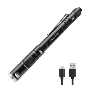 okcomuy rechargeable LED pen light compact, ideal for quick inspections in tight spaces.