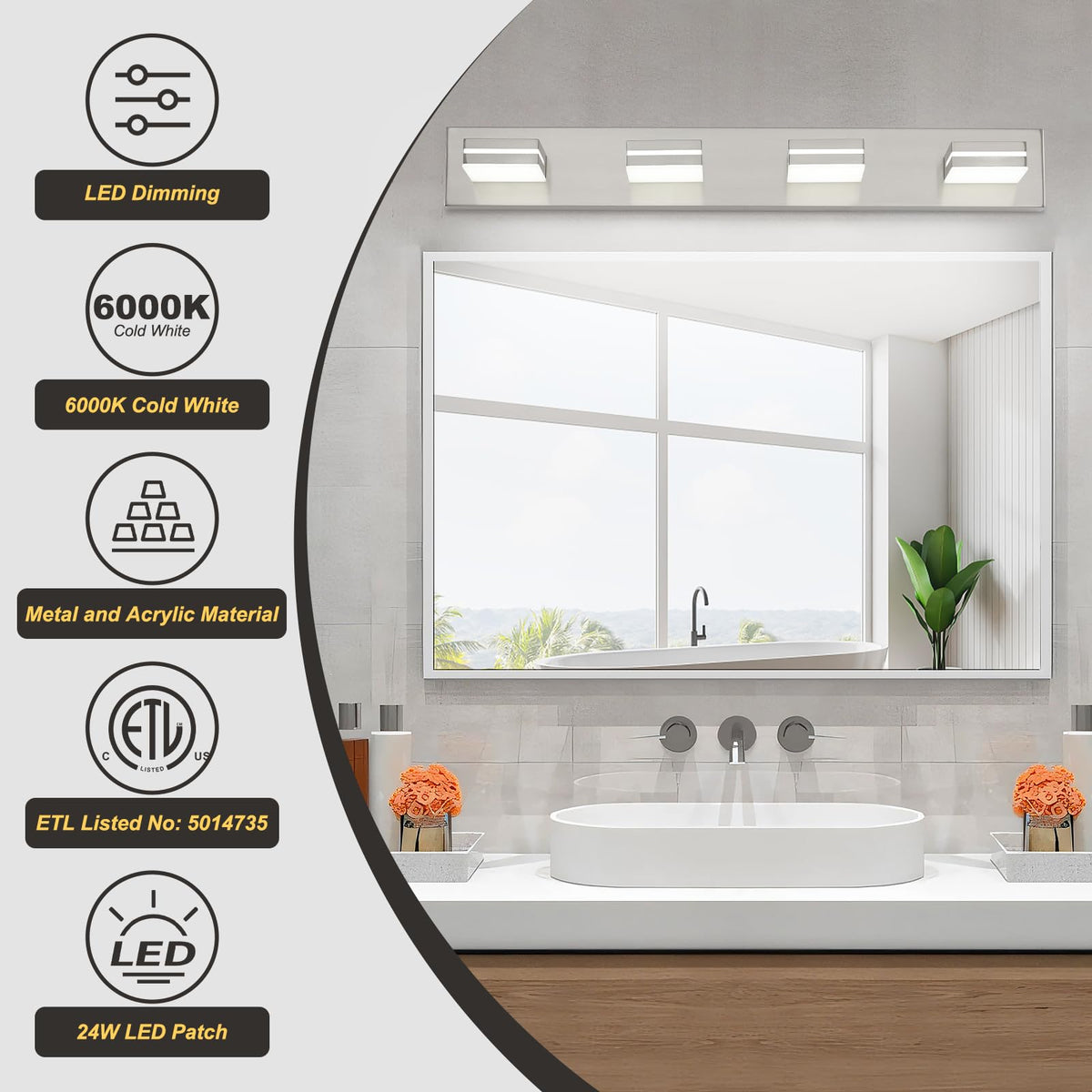 OKELI 30-inch vanity light fits a range of mirrors and vanities