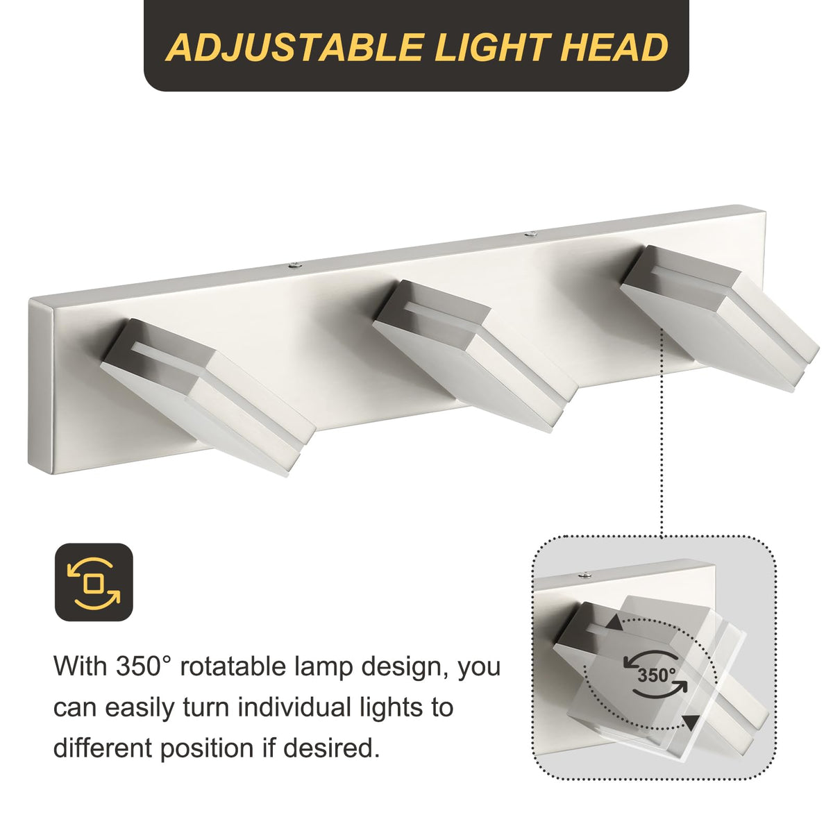 OKELI 350-degree rotatable head lets you aim light precisely