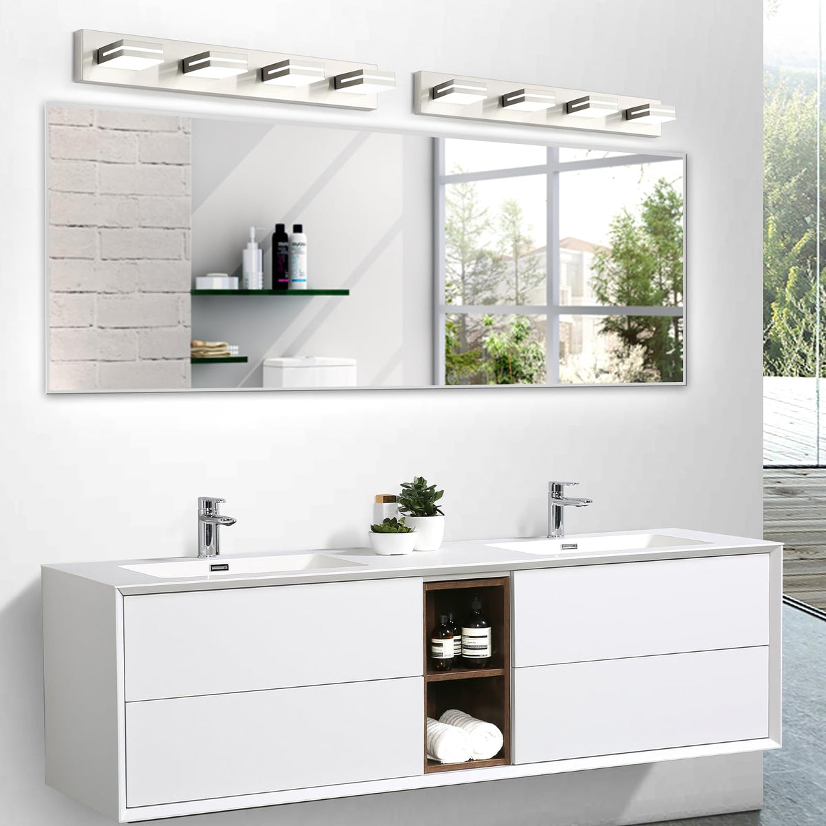 OKELI diffused LED light delivering even illumination in a bathroom