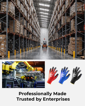 OKIAAS breathable knit keeps hands cool during work.