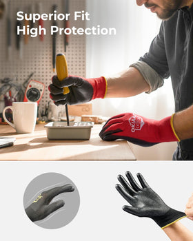 OKIAAS polyurethane-coated fingertips provide improved grip and dexterity.