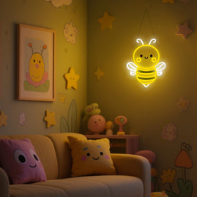 OkiyiD Bee Neon Sign bedroom decor with warm, inviting glow.