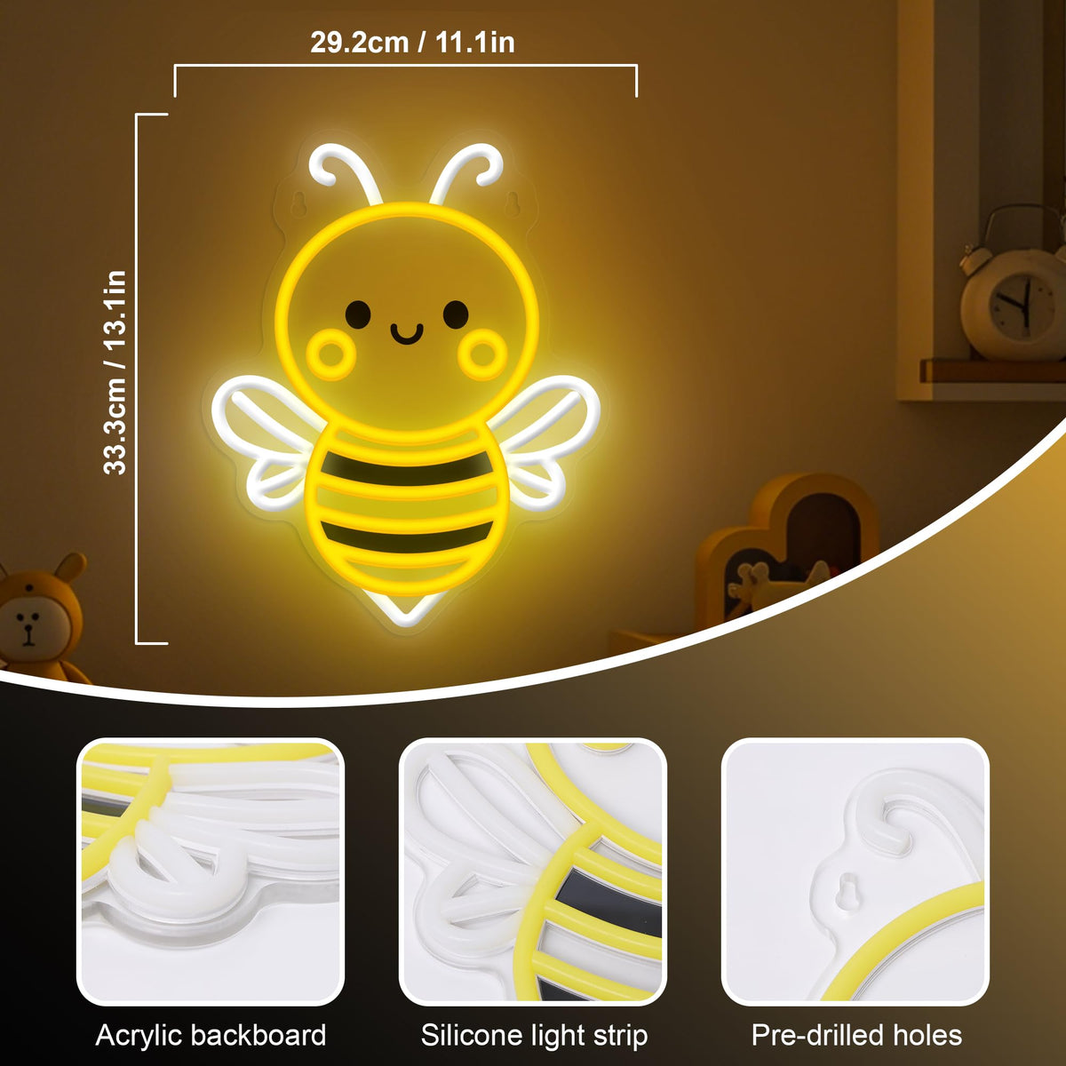 OkiyiD Bee Neon Sign patio decor brightens outdoor patio.