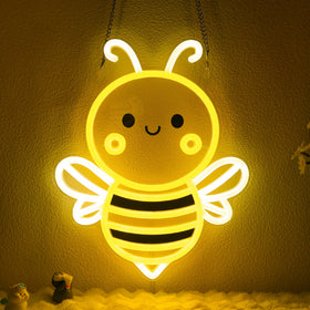OkiyiD Bee Neon Sign wall art on wall for focal ambient lighting.