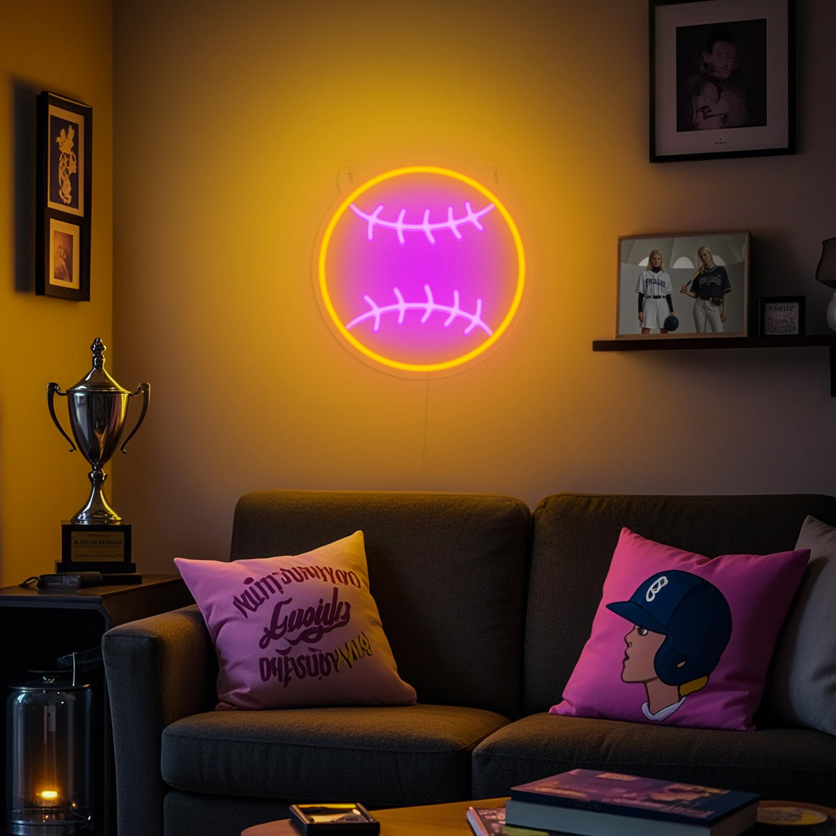 OkiyiD softball neon sign dimmable feature for adjustable brightness