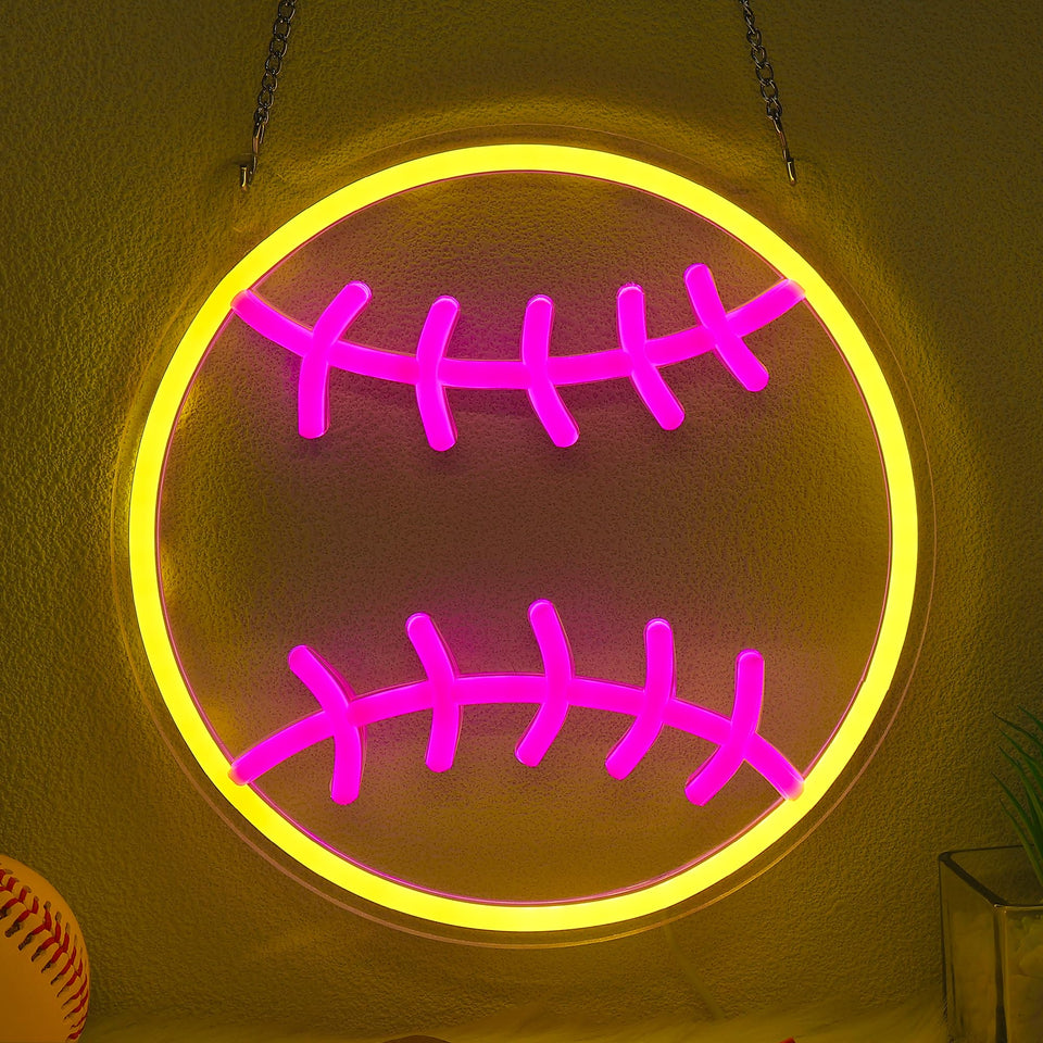 OkiyiD softball neon sign wall decor glowing to brighten room ambiance