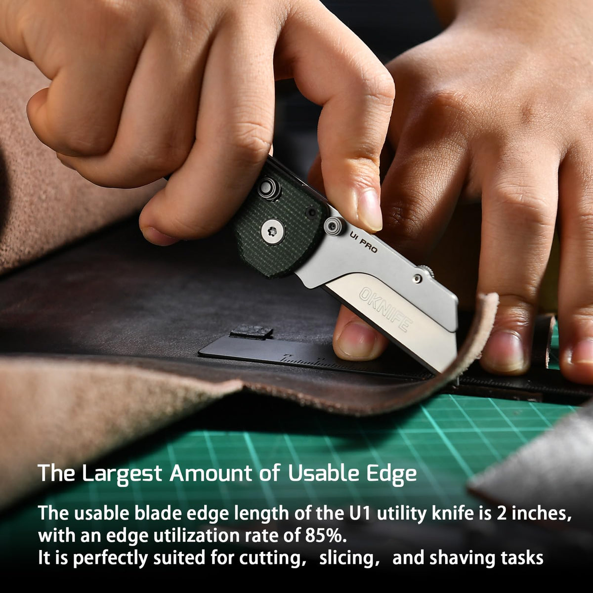OKNIFE U1 Pro green micarta style finish adds durability and style