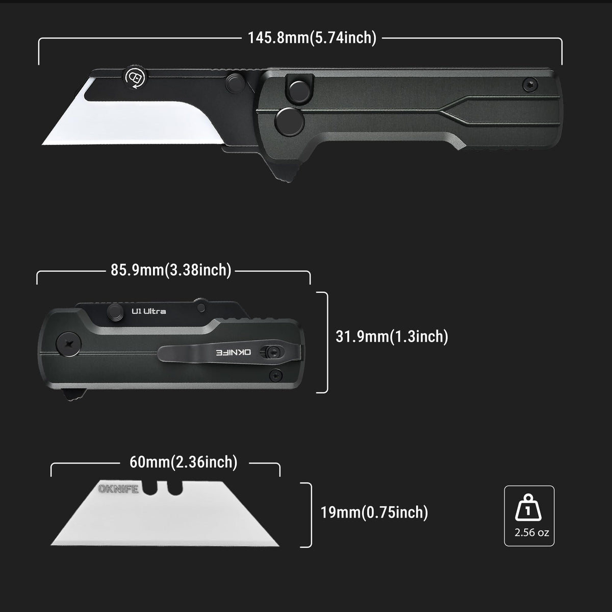 OKNIFE U1 Ultra ceramic edge resists rust and buildup.