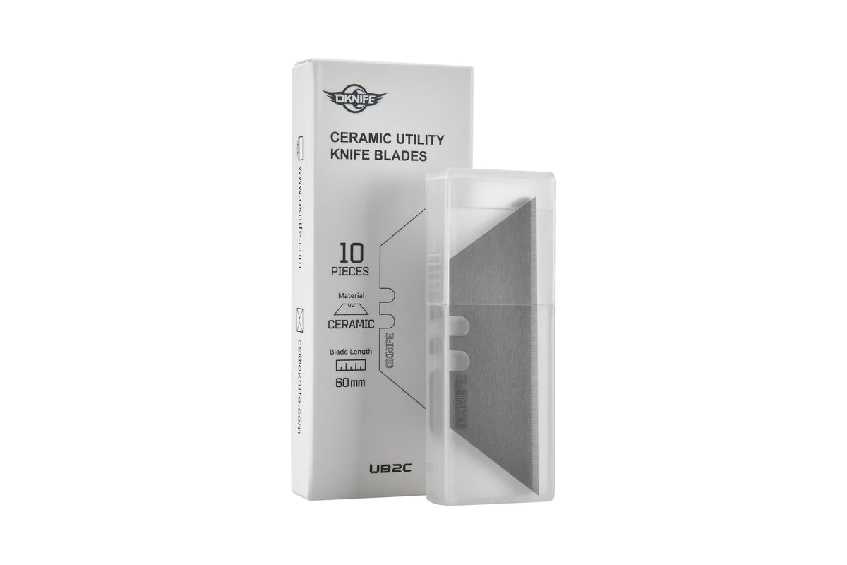 OKNIFE zirconium oxide blade with brushed finish showing edge quality