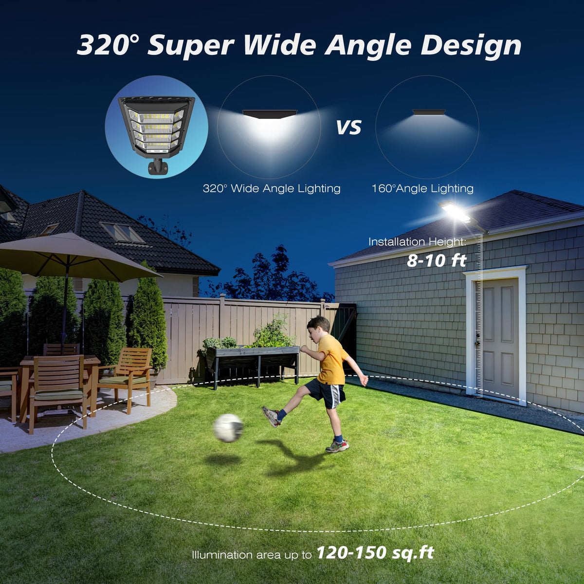 OKPRO solar flood light 6500K delivers bright outdoor illumination for wide spaces
