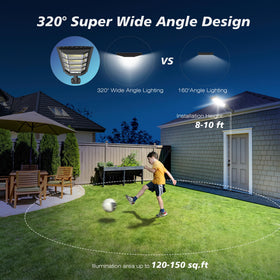 OKPRO solar flood light 6500K delivers bright outdoor illumination for wide spaces