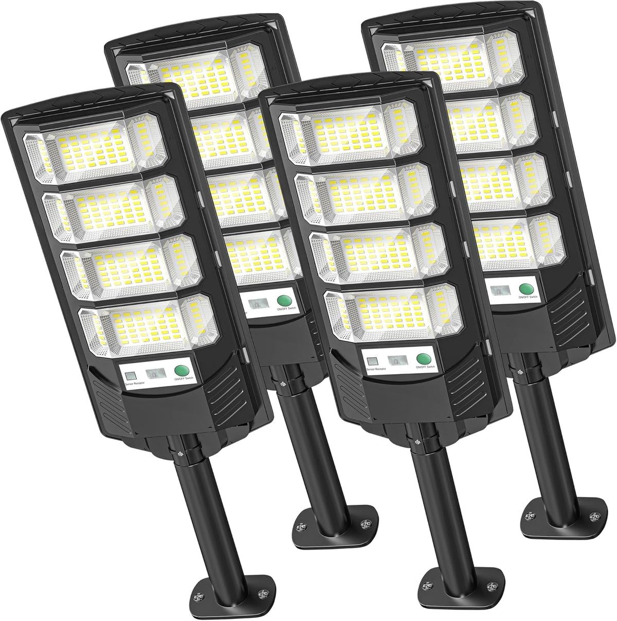 OKPRO solar street light dusk-to-dawn illuminates driveways and parking areas