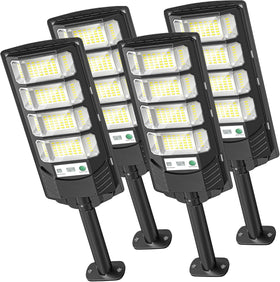 OKPRO solar street light dusk-to-dawn illuminates driveways and parking areas