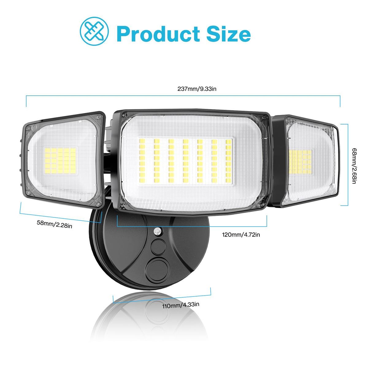 Olafus flood lights provide coverage for up to 1150 ft²