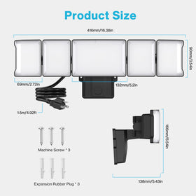 Olafus 130W flood light heat dissipation fins in focus