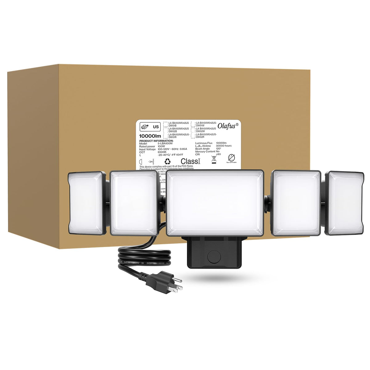 Olafus 130W flood light illuminating a patio at night